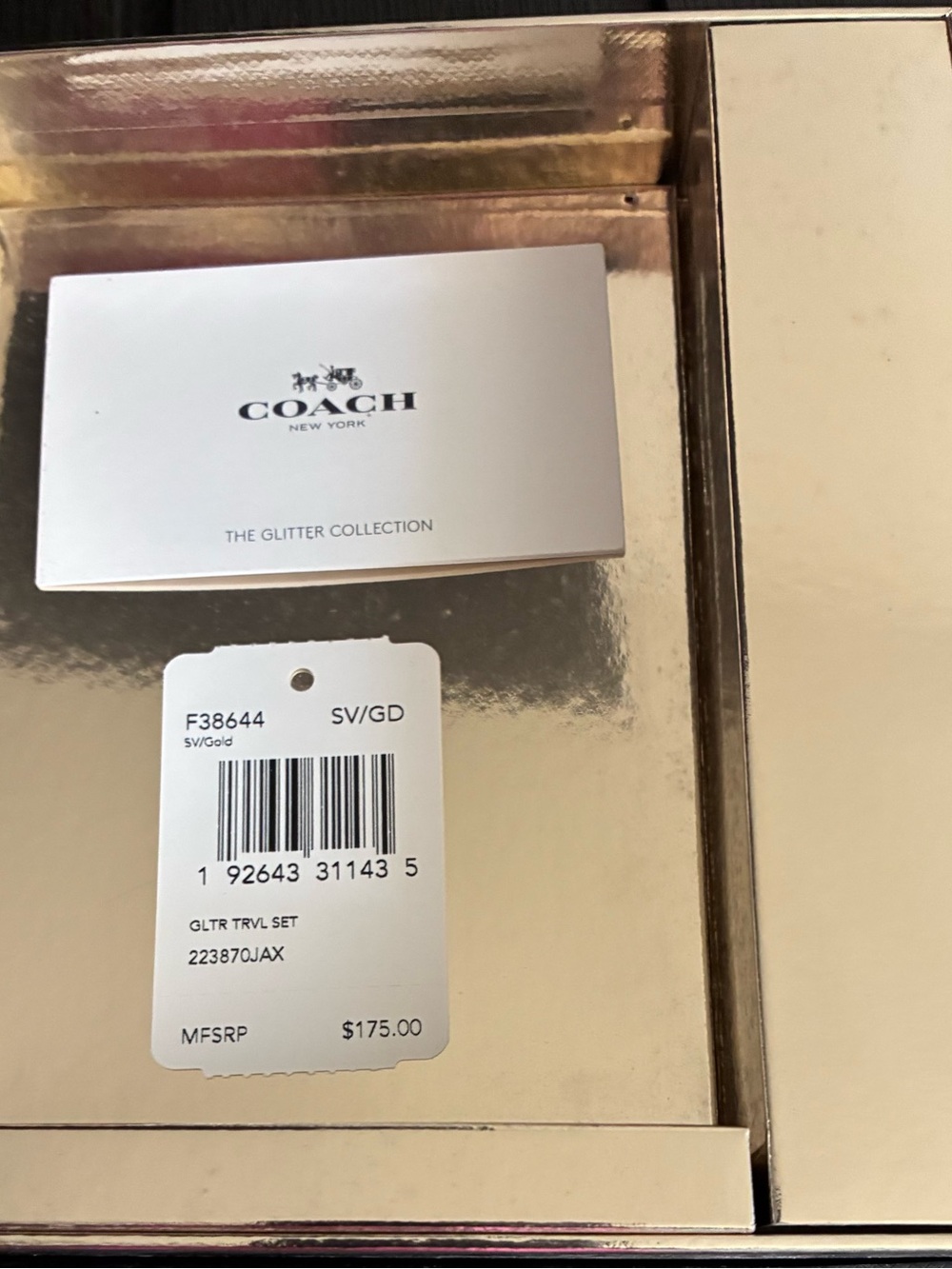 COACH Rose Gold Glitter Leather Luggage Tag - Picture 3 of 4